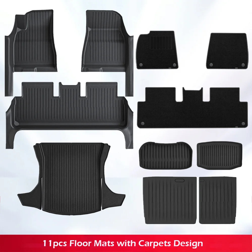 TPE Floor Mat with Door Sill Protector for Tesla Model 3 Highland Floor Trunk Mats Cargo Liner for Model 3 2025 2024 Accessories