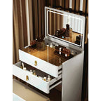 Italian Solid Wood Dresser for Model Room Simple Small Flip Mirror Dressers Light Luxury Household Dressing Table for Bedroom