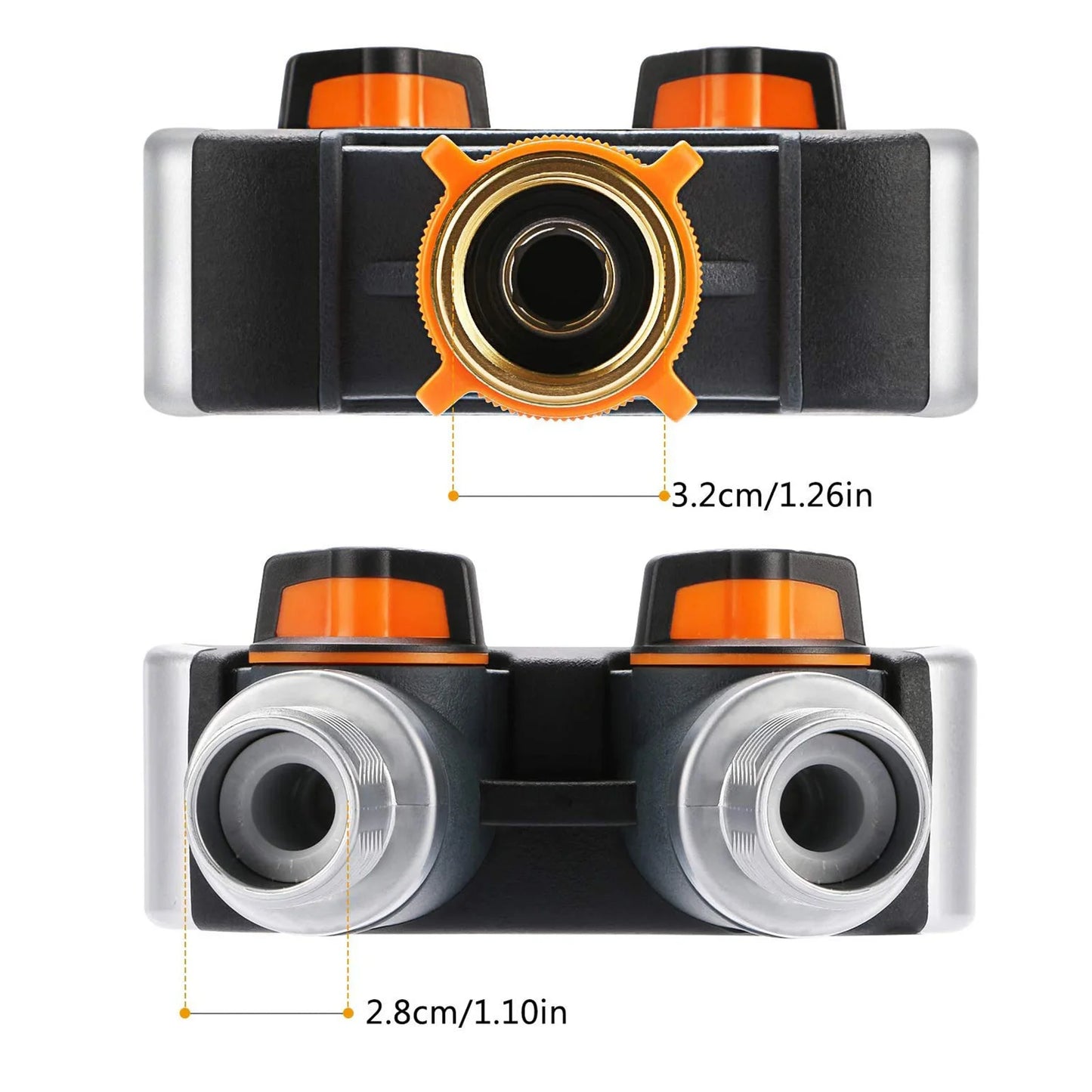 2/4 Way Garden Hose Splitter 3/4"and 1/2" Tap Distributor for Outdoor Tap Connector and Garden Hoses Lawn Irrigation Diverter