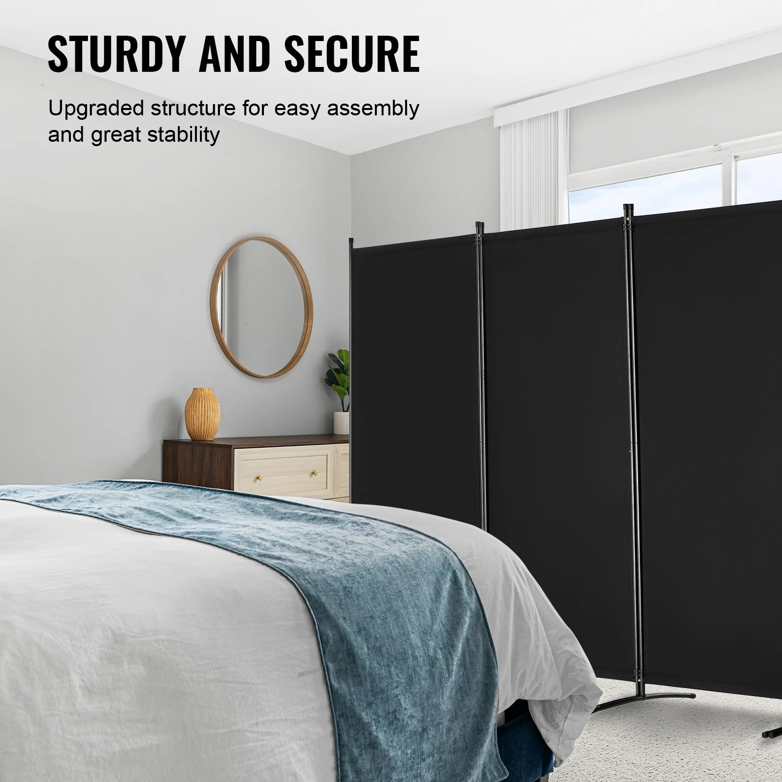 VEVOR 3/4/6 Panel Room Divider Folding Privacy Screen and Portable Freestanding Room Partitions for Office Bedroom Study Hotel