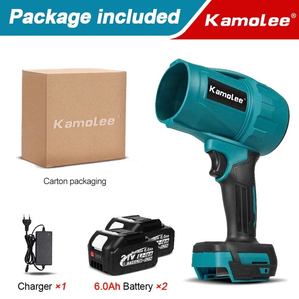 Kamolee Brushless 2000W Electric Turbo Blower Jet Fan 200M/S Car Dryer Handheld Dust Blowing Tool Apply to 18V 21V Battery