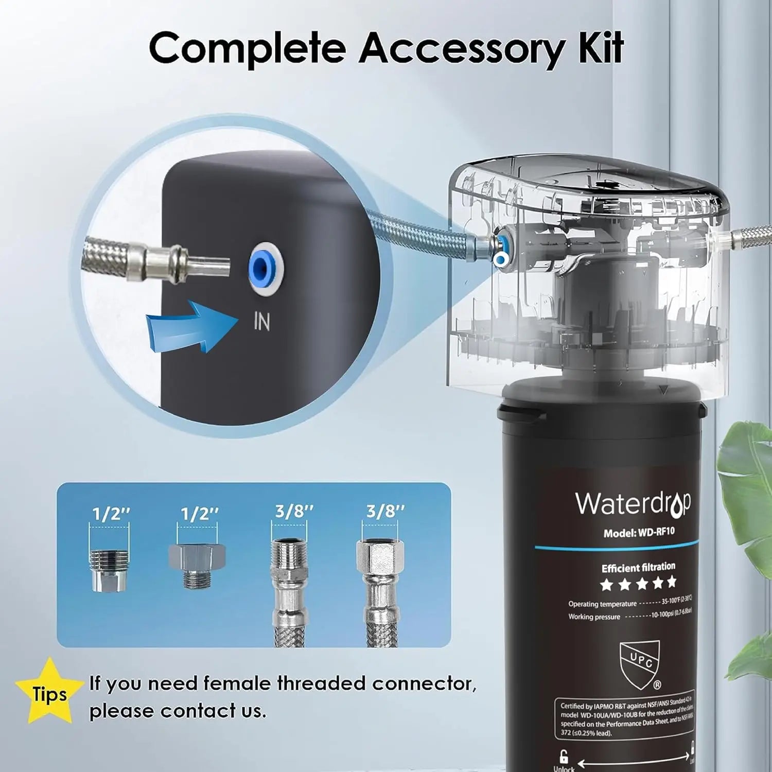 Waterdrop 10UA Under Sink Water Filter System, Reduces PFAS, PFOA/PFOS, Lead, Chlorine, Bad Taste & Odor, 8K Gallons
