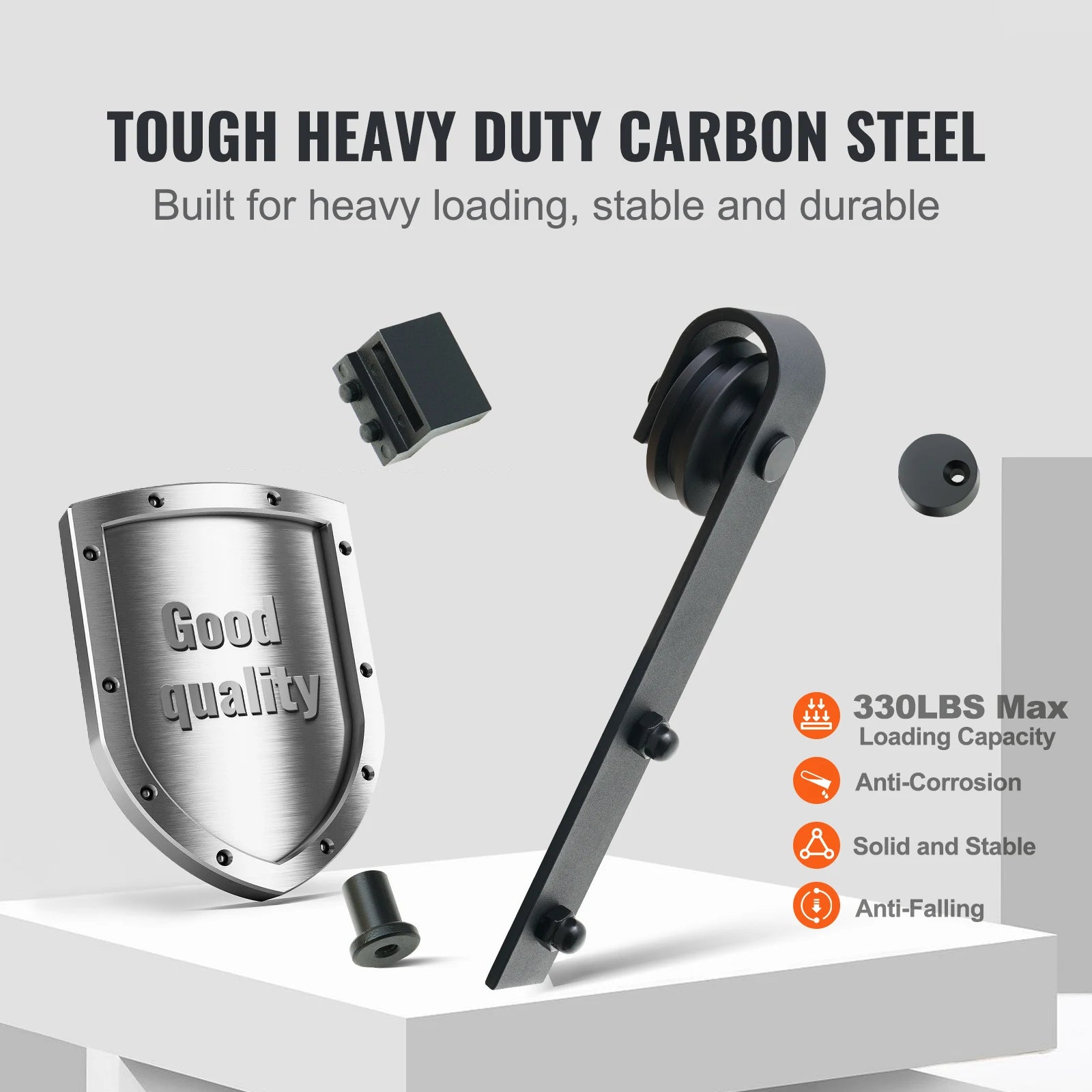 SucceBuy 8/10FT Sliding Barn Door Hardware Kit 330LBS Heavy Duty Barn Door Track Kit for Double Doors W/ Smooth & Silent Pulley