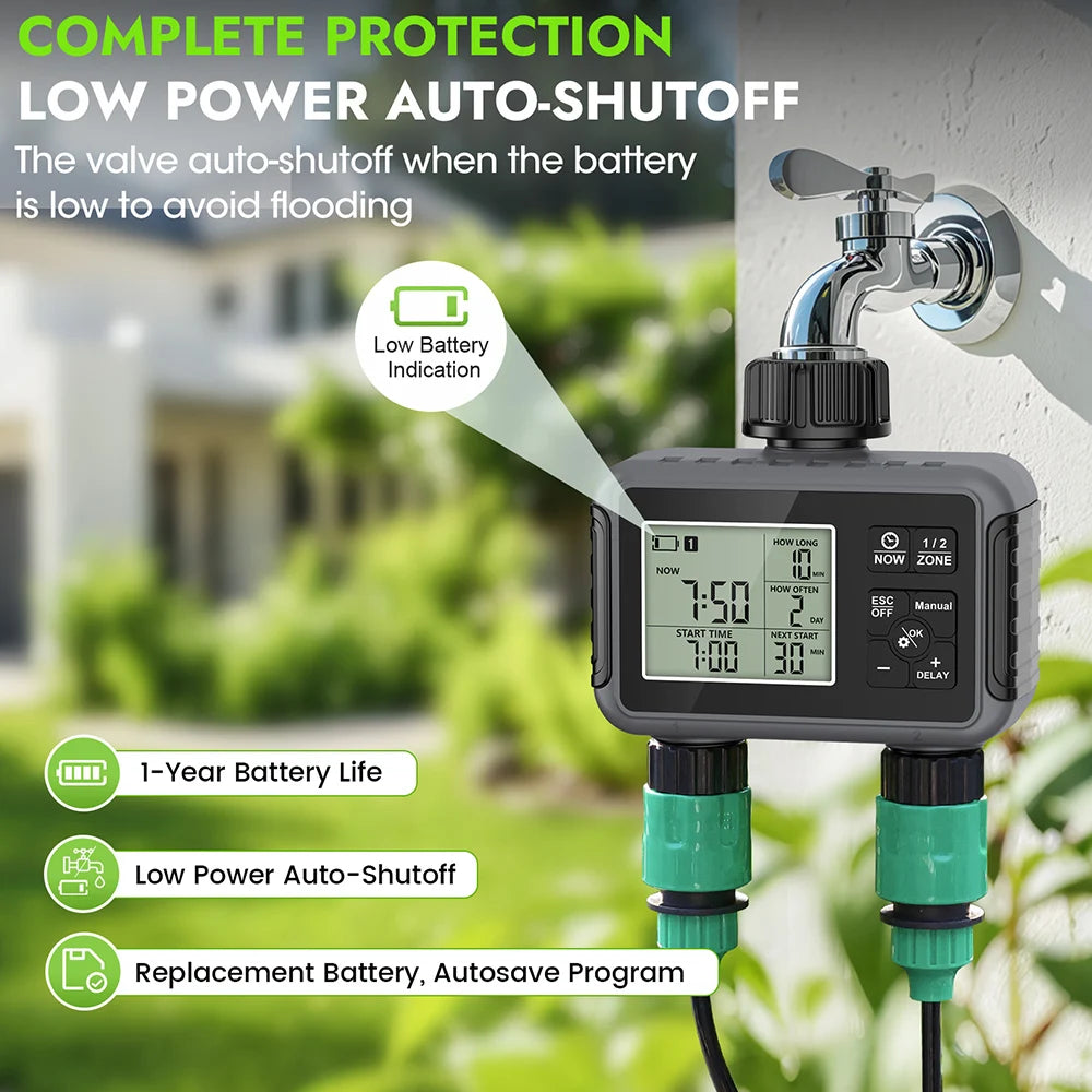 1/2/3-Outlets Smart Irrigation Watering System Automatic Water Timer Sprinkle Faucet Hose Programmer Timer for Garden Outdoor