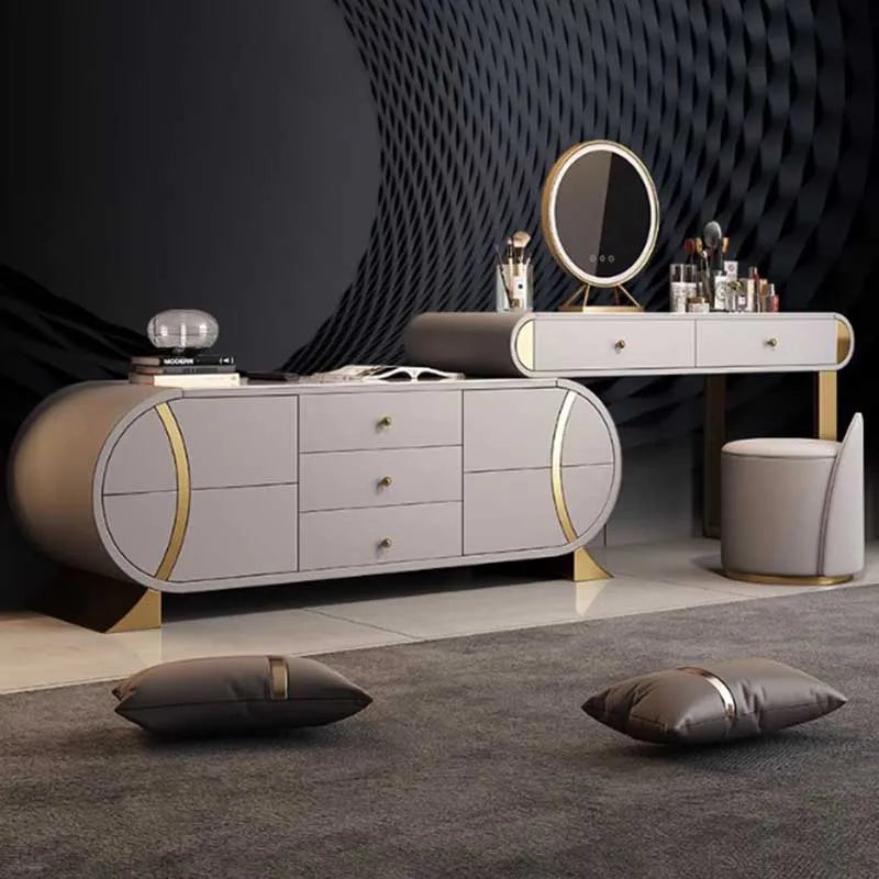 Cabinet Storage Luxury Vanity Table Modern Nordic Vanity Desk Light Mirror Dressers Drawers Make Up Tocador Maquillaje Furniture
