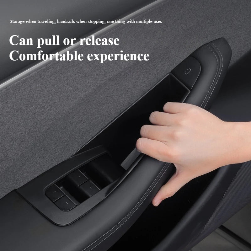 4Pcs Door Handle Storage Box Side Door Box for Tesla Model Y/Highland Model 3  Four-door Inner Handle Decor Car Accessories