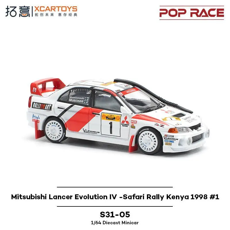 POP RACE1/64 Mitsubishi Supercar Collection Ornament Lancer Evolution IV Alloy Racing Model