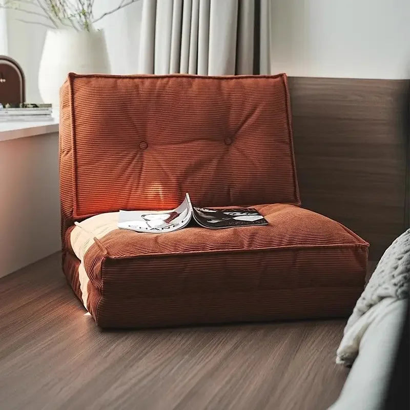 Leisure Corduroy Folding Lazy Sofa Living Room Single Sofa Small-sized Household Cream Style Reclining Foldable Sofa Bed New