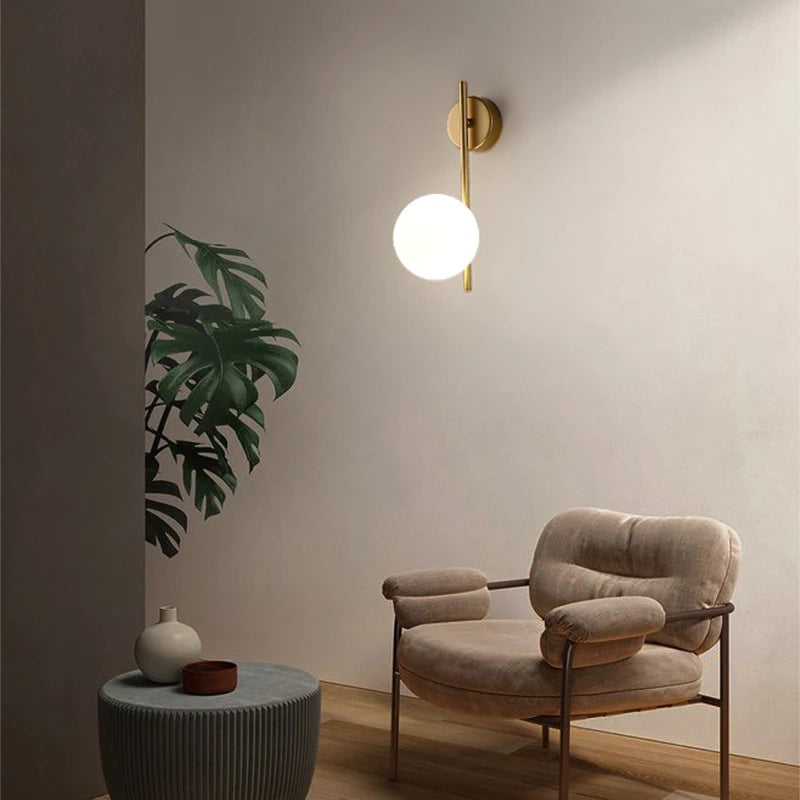 Interior LED Wall Lamps Wall Lighs with G9 Bulb Frosted Glass Ball Black Gold Bedroom LED Wall Sconce for Home Luminuaire Lamp