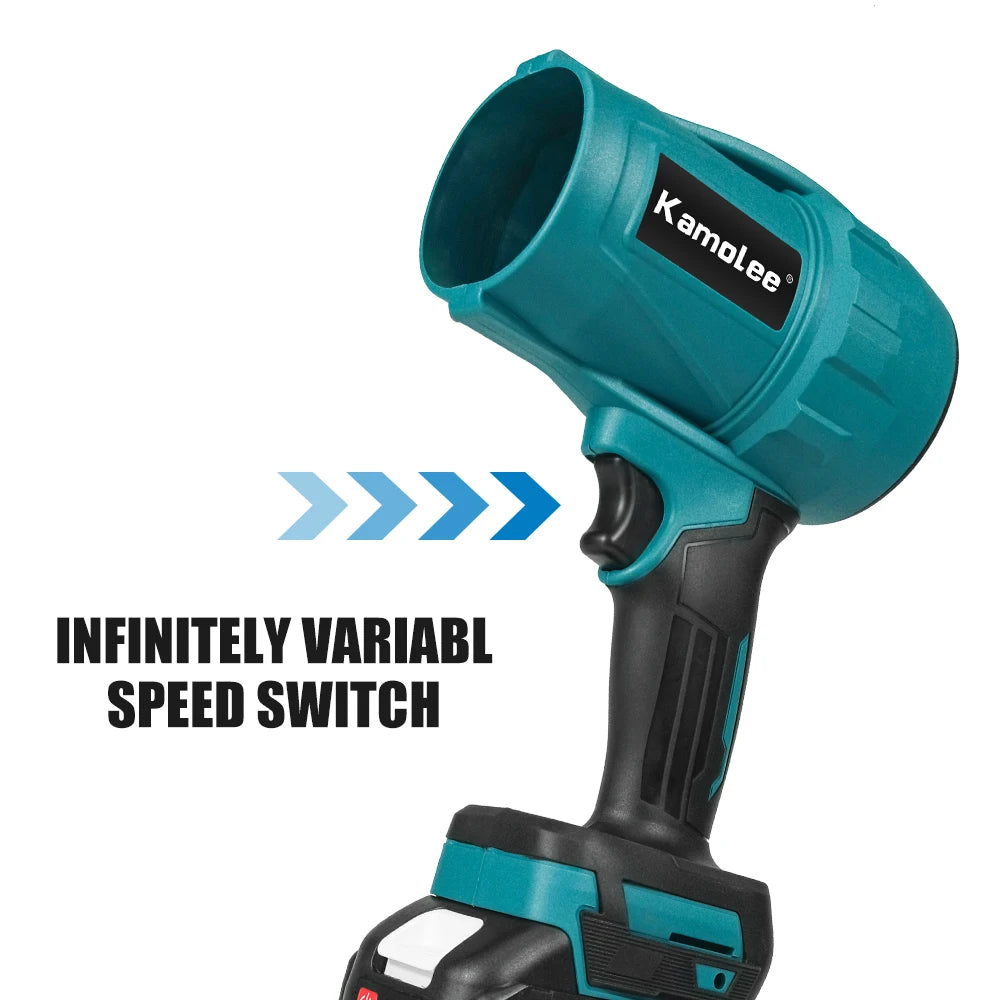 Kamolee Brushless 2000W Electric Turbo Blower Jet Fan 200M/S Car Dryer Handheld Dust Blowing Tool Apply to 18V 21V Battery