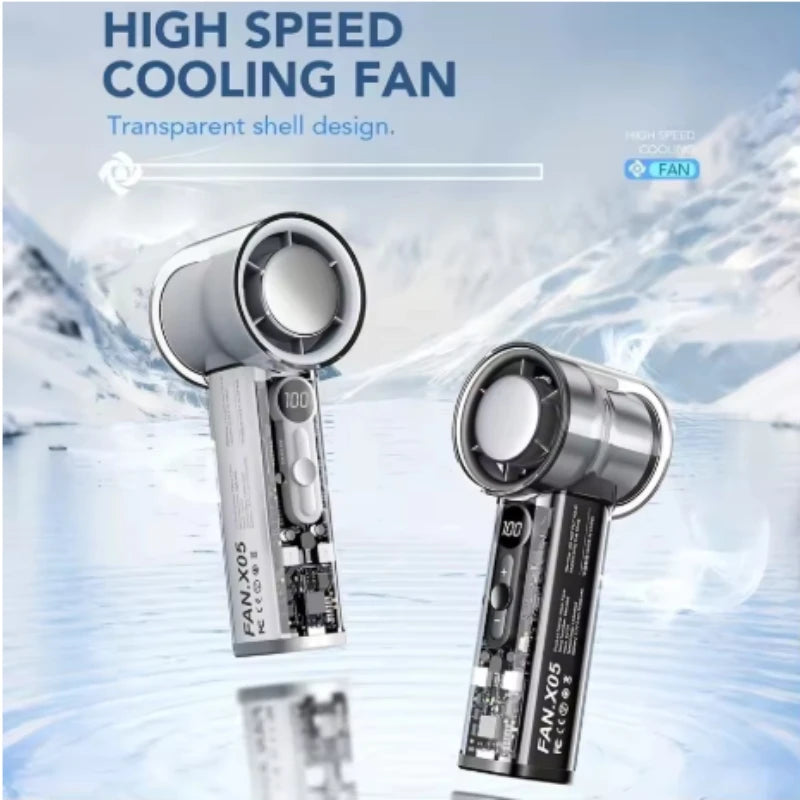 New Mini Neck Fan 100 Speed AI Cooling, 2000mAh Battery, Handheld & De
