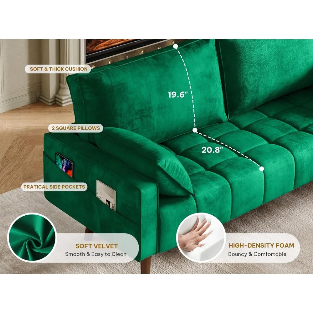 Modern Velvet 3-Seater Sofa
