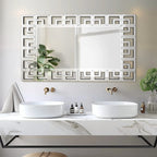 Upgraded 120CM Rectangle Silver Venetian Art Mirror Living Room Bathroom with Beveled Glass Edge Wall Mounted Accent Mirror