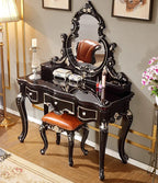 Hair Cloth Black Color Solid Wood Dresser Bedroom Furniture, Rustic Luxury Dressing Table,modern Mid Century Vanity Dresser Set
