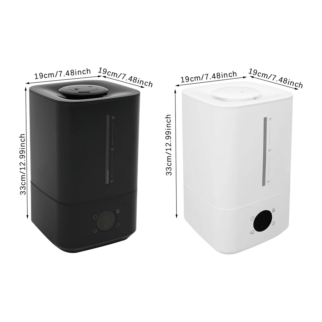 6L White/Black Hot&cold Mist Humidifier 2-in-1 Adjustable Air Humidifier Home Office 360° Rotating Dual Nozzle Humidificador