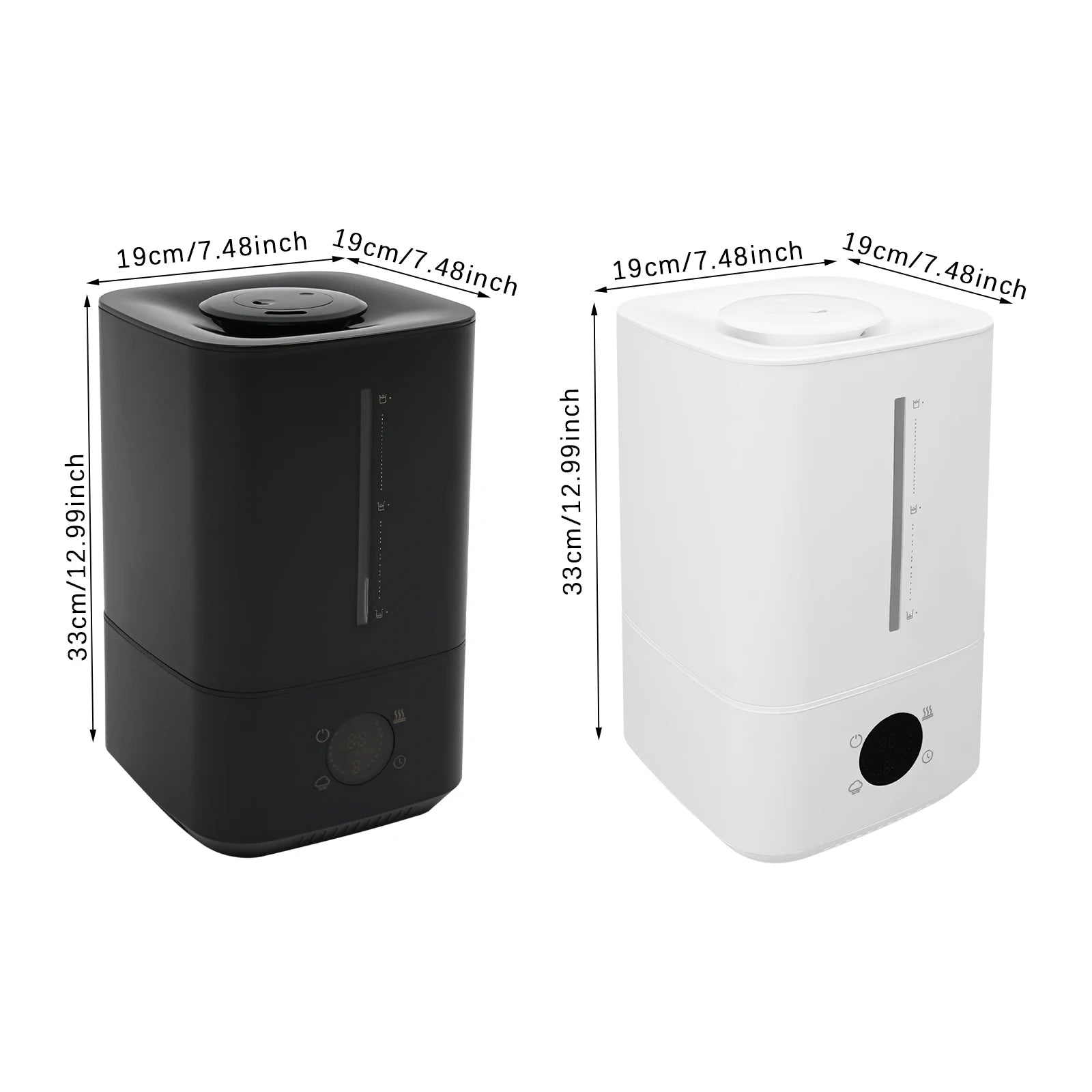 6L White/Black Hot&cold Mist Humidifier 2-in-1 Adjustable Air Humidifier Home Office 360° Rotating Dual Nozzle Humidificador
