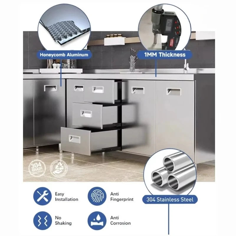 Custom Unique French Outdoor Kitchen Cabinet Set Stainless Steel Waterproof Barbecue Kitchen Outdoor Storage Cabinet