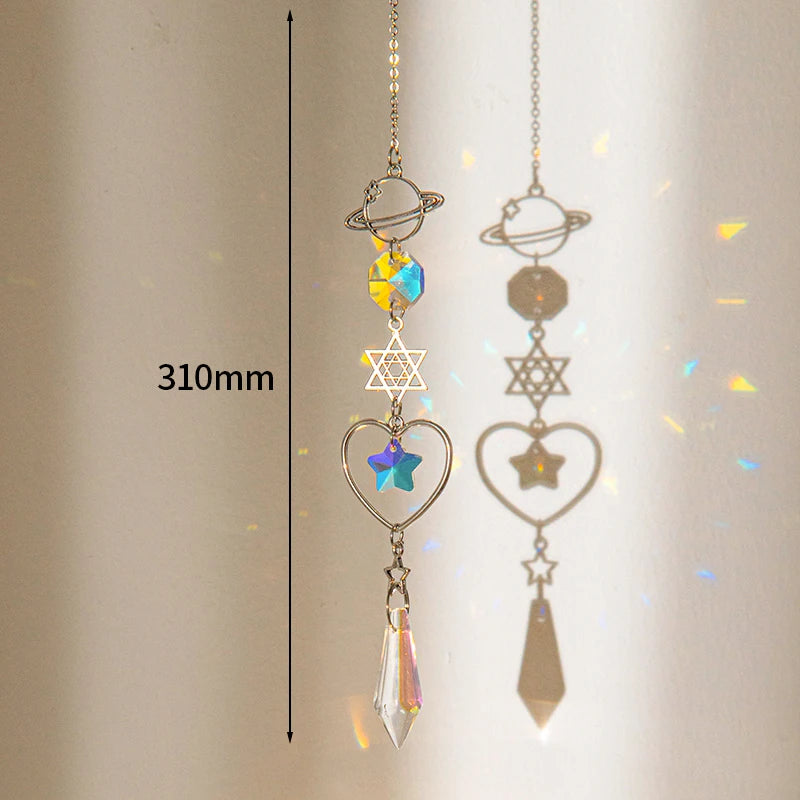 Brass Crystal Rainbow Crystal Hanging Pendants Suncatcher Moon Catcher Stained Glass Wind Chimes Home Garden Decor Kristalle