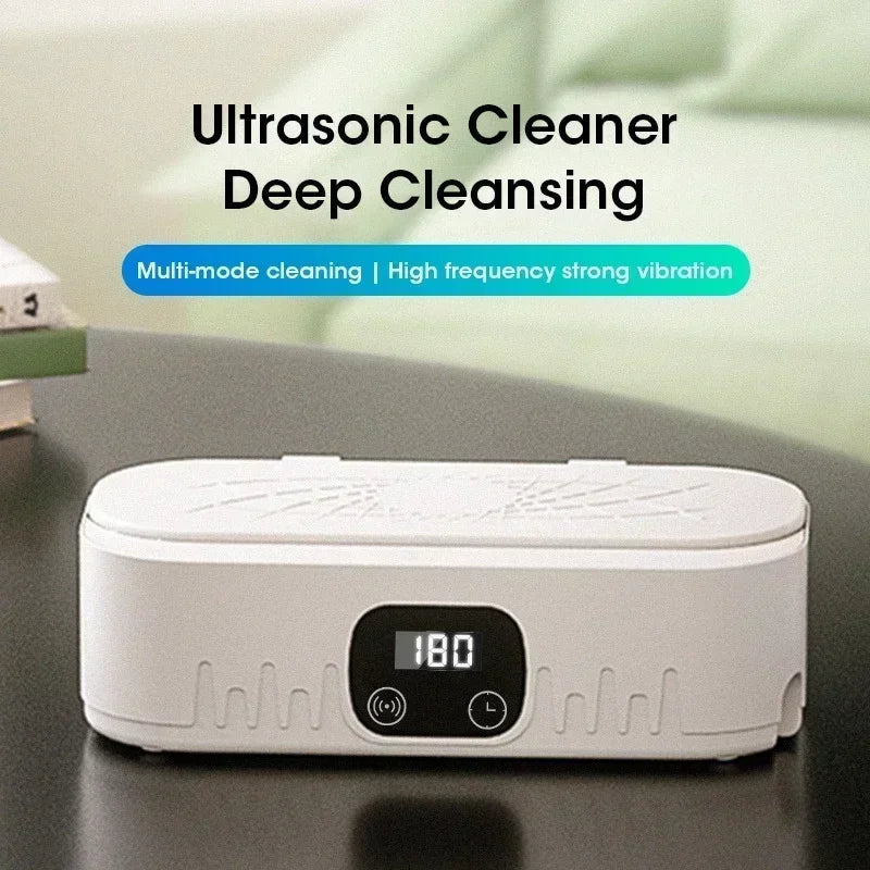 Mini Ultrasonic Household Cleaner High-Frequency Vibration Tool for Glasses Jewelry Tableware Deep Cleaning