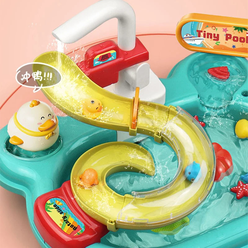 Play Sink with Running Water Toy Kid Dishwashing Basin Interactive Fishing Set Pretend Role Play Game Kitchen Cleaning Food Gift