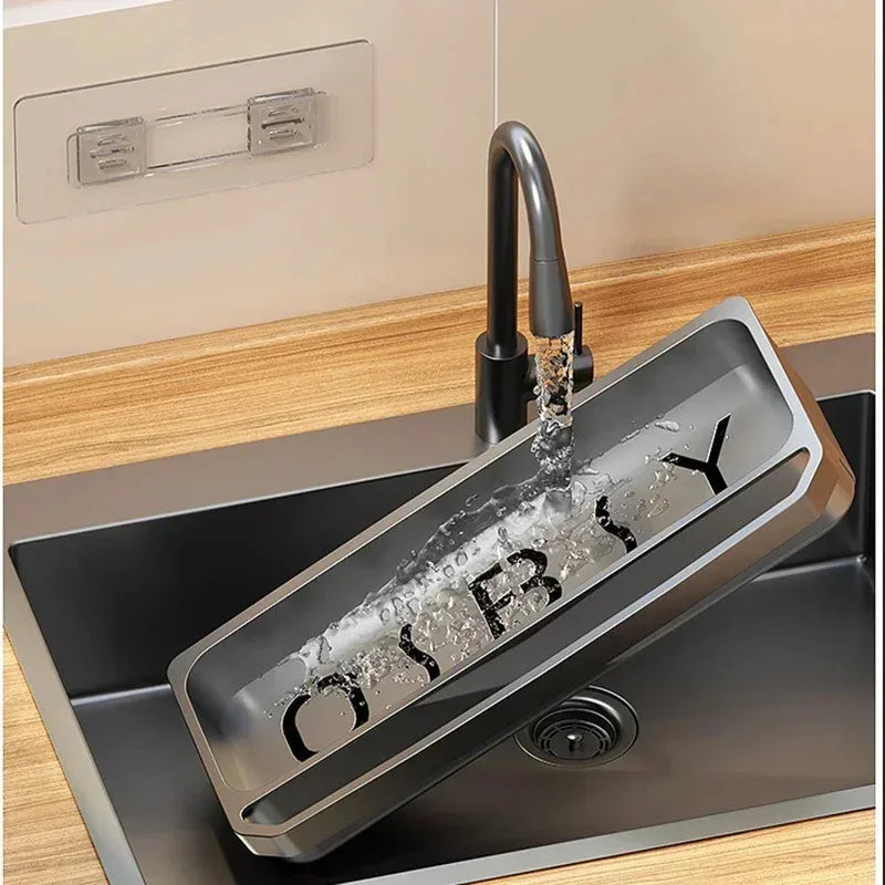 Kitchen Faucet Drain Storage Basket, Sponge Dishcloth Soap Holder, Self-draining Sink Organizer Rack Kitchen Accessories
