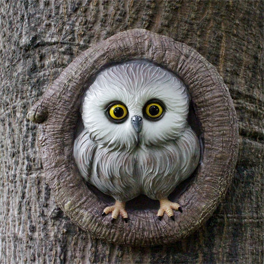 1pc Owl Tree hole Hugger tree decor,Garden Statues Owl,Nature Country Art Owl Figurine for Indoor Outdoor Yard Tree Decorations,