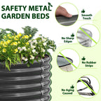 2-Pack 4ft x 18” Tall Galvanized Raised Garden Beds Outdoor, Round Metal Planter Box, Anti-Rust & Easy-Setup