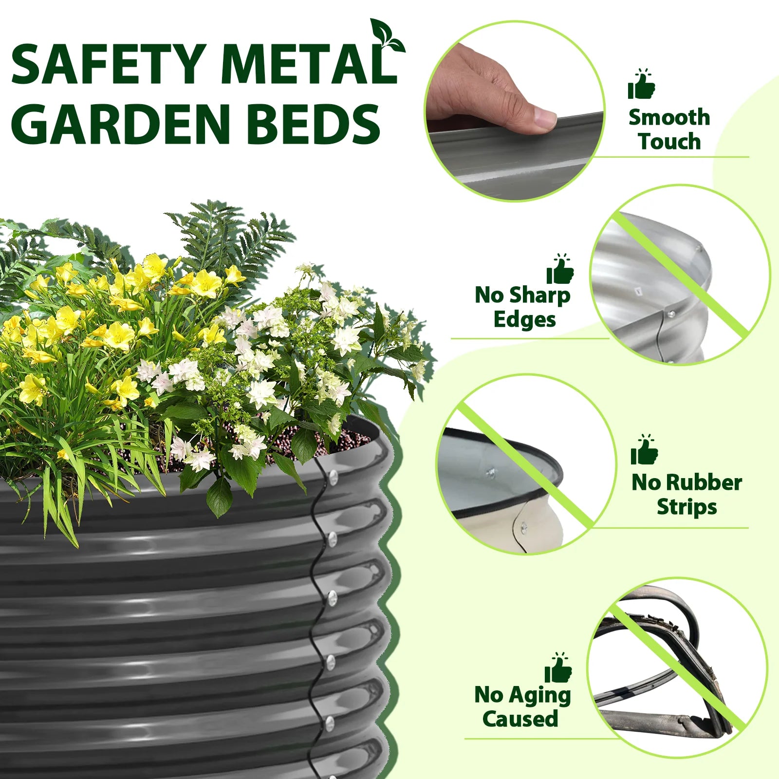 2-Pack 4ft x 18” Tall Galvanized Raised Garden Beds Outdoor, Round Metal Planter Box, Anti-Rust & Easy-Setup