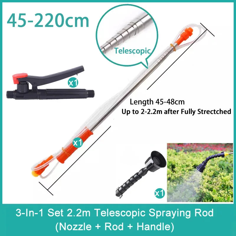 New Retractable 2.2/3.2m Spraying Rod For Hand Pressure Sprayer Outdoor Garden Pesticide Spray Tree Watering Can Accessories
