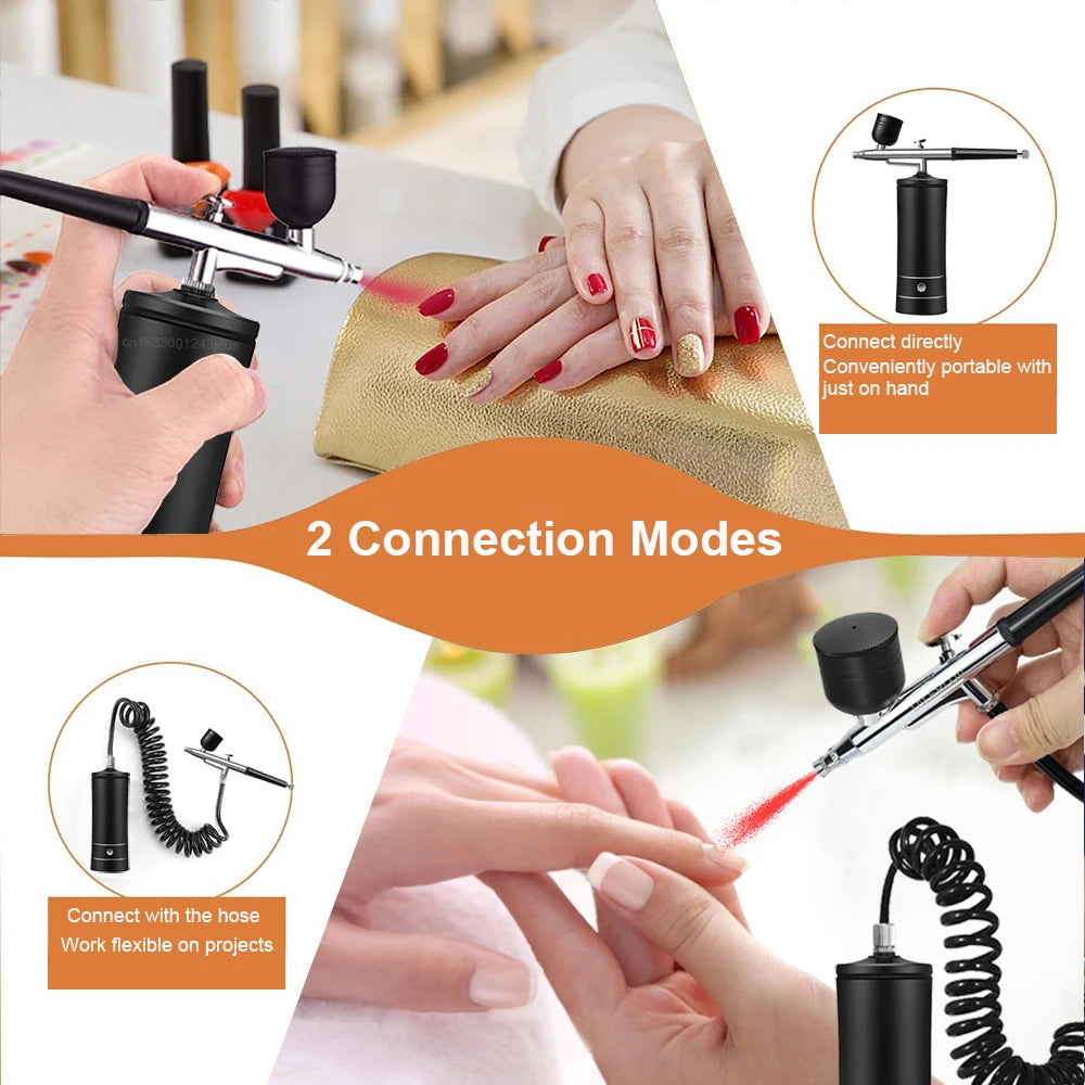 Airbrush Nail With Compressor Portable Air Brush Nails Compressor For Nail Art Paint Model Painting Crafts Wireless Spray Gun