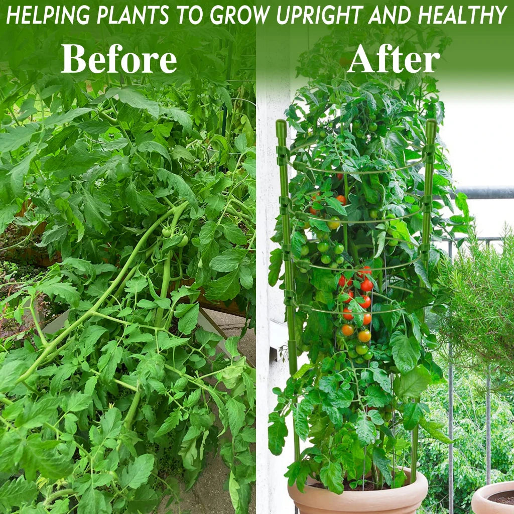 90cm Adjustable Tomato Cage 36 inches Plant Support Cages Cucumber Trellis for Climbing Plants 4 Adjustable Rings and Plant Clip