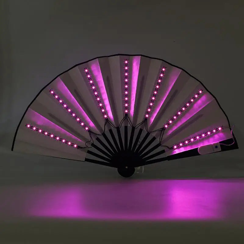 Light Up Folding Hand Fan LED Hand Fan For Dancing Stage Performance Props For Wedding Night Club Hot Weather Cooling Tools