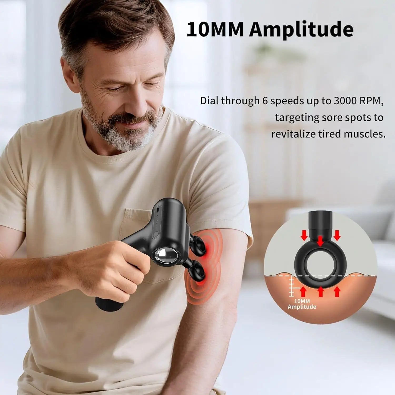 Cordless Dual Head Percussion Massage Gun with Detachable Extension Handle Deep Tissue Back Massager for Hard to Reach Muscle