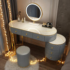 Nordic vanity chair white bedroom LED light Dresser storage cabinet makeup Dressing table light mirror stool bedroom furniture