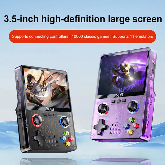 X6 Portable Handheld Game Console - 3.5 Inch IPS Screen, 8000 Games, 2 Player Support | AlluCanFind