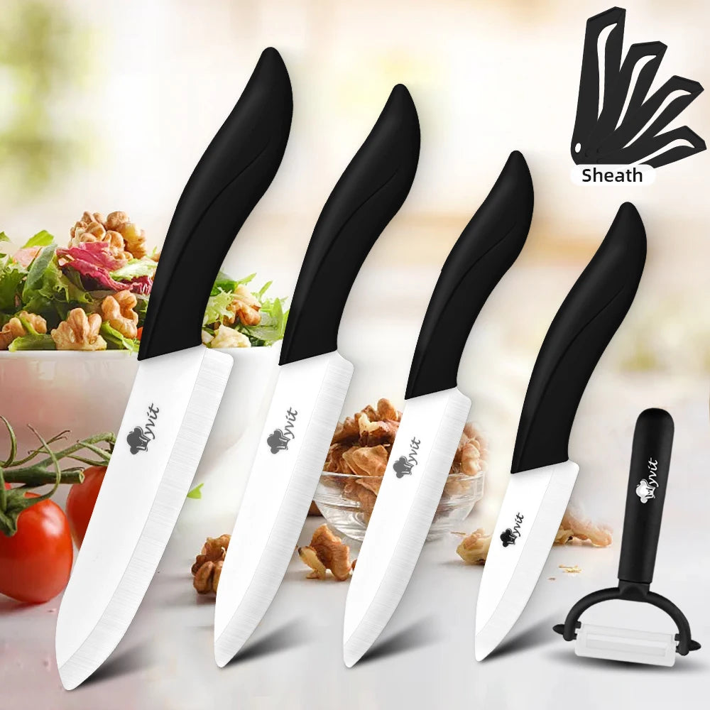 Ceramic Kitchen Knife 3 4 5 6 inch Chef Knife Utility Slicer Paring Knives Peeler Set White Zirconia Blade Cooking Meat Cutter