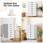 JHK 7 Drawer Chest Dressers Nightstand Storage Cabinet Wooden File Office Mobile Cabinet Wheels Living Room Organizer Rolling