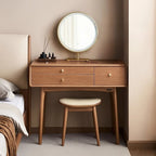 Dresser Bedroom Household Small Apartment Solid Wood Leg Makeup Table With Makeup Mirror Vanity Desk With Light Mirror With Seat
