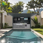 Customized Weatherproof Outdoor  Kitchen Cabinets Island with Sink Outdoor Kitchen Appliances for Capsule House Hotel