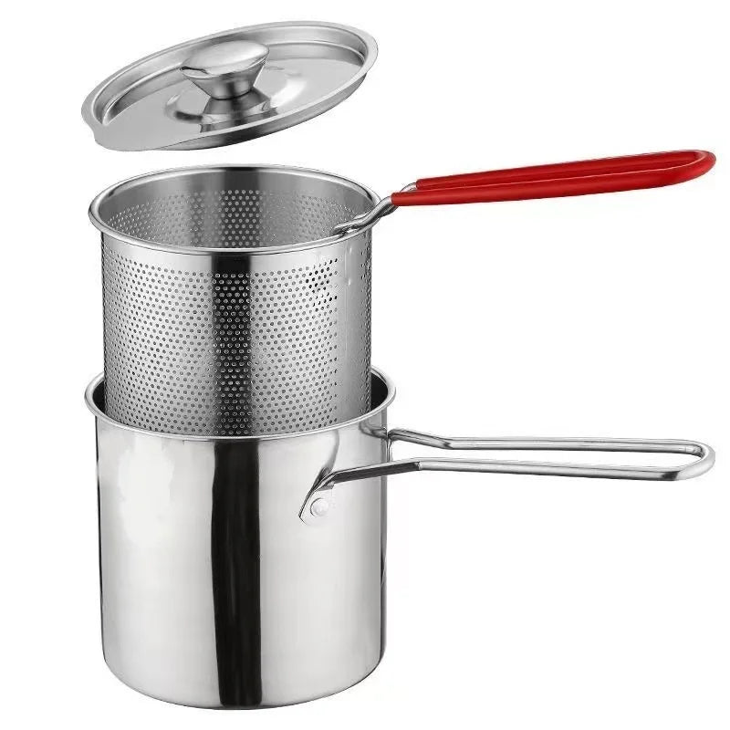 Stainless Steel Deep Fryer With Frying Basket Multifunctional Small Pot Kitchen Specific Frying Chicken And Other Cooking Tools