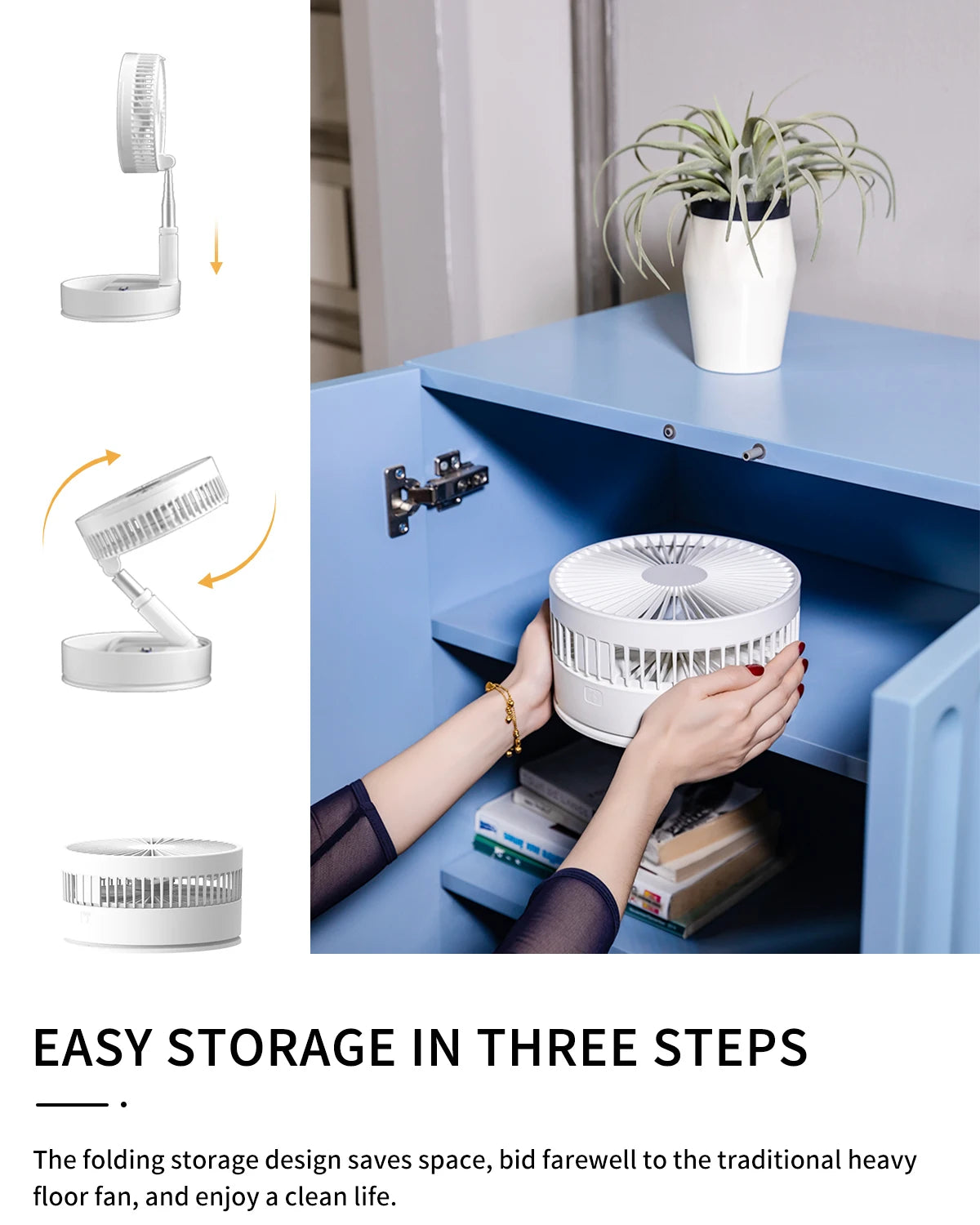 UNITEDTME Oscillating Fan Foldaway with Remote Control, Battery Powered  Fan for Camping, 4 Speed, Timer,  Portable