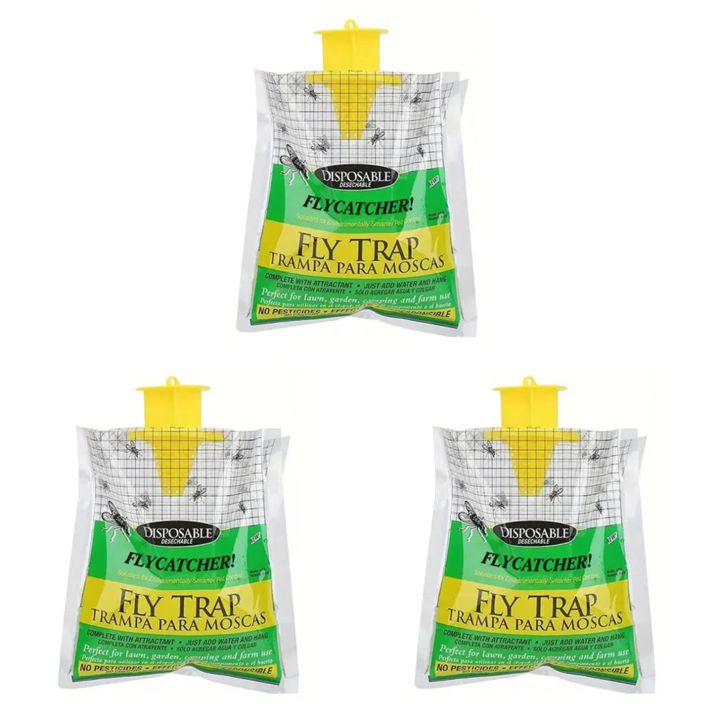 Hanging Flies Trap with Fly Bait Disposable Mosquito Trap Catcher Non-Toxic Fly Wasp Insect Bug Killer for Outdoor Garden Farm