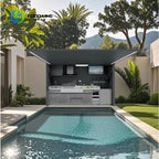 Customized Modern Outdoor Kitchen Cabinet Electric Door Shed For Luxury High End Homes Courtyard Outdoor Cooking Area