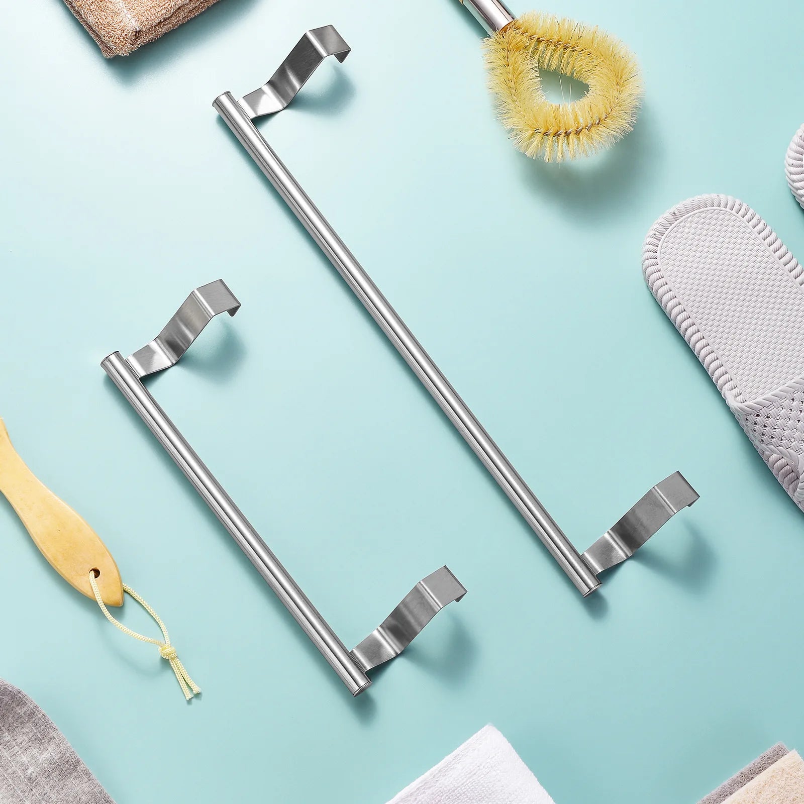 Stainless steel wall mounted kitchen storage rack Towel rack Behind cabinet door storage rack Towel hook