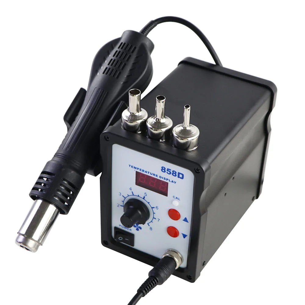 858D+ Hot Air Gun 700W SMD BGA Rework Solder Desoldering Station LED Digital Display Adjustable Temperature Heat Gun Solder Tool