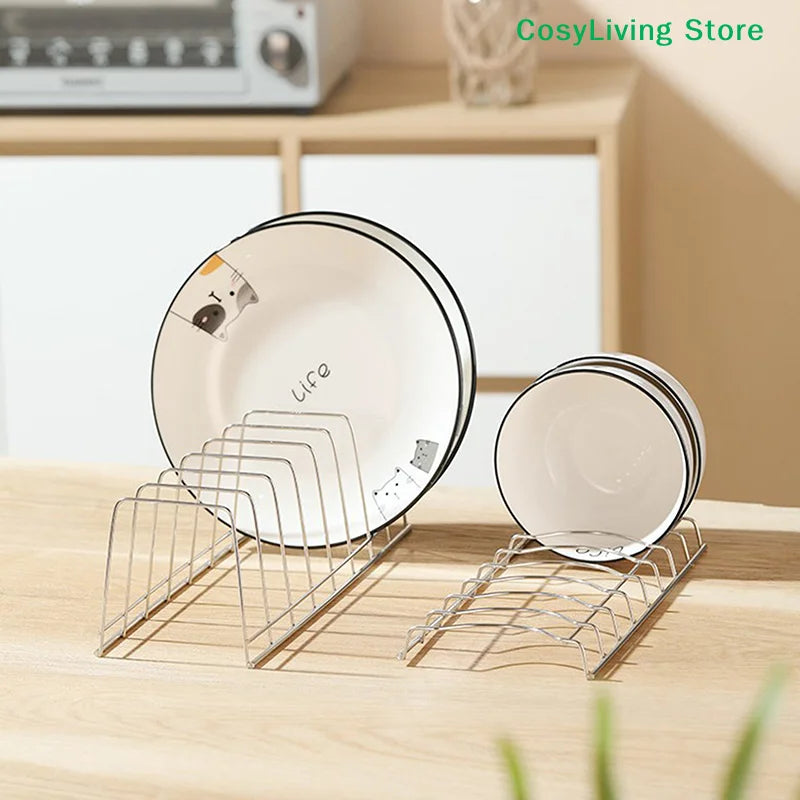 Stainless Steel Dish Holder Kitchen Bowl Dish Organizer Home Cutlery Dishes Pot Lid Rack Household Dish Rack Kitchen Accessories