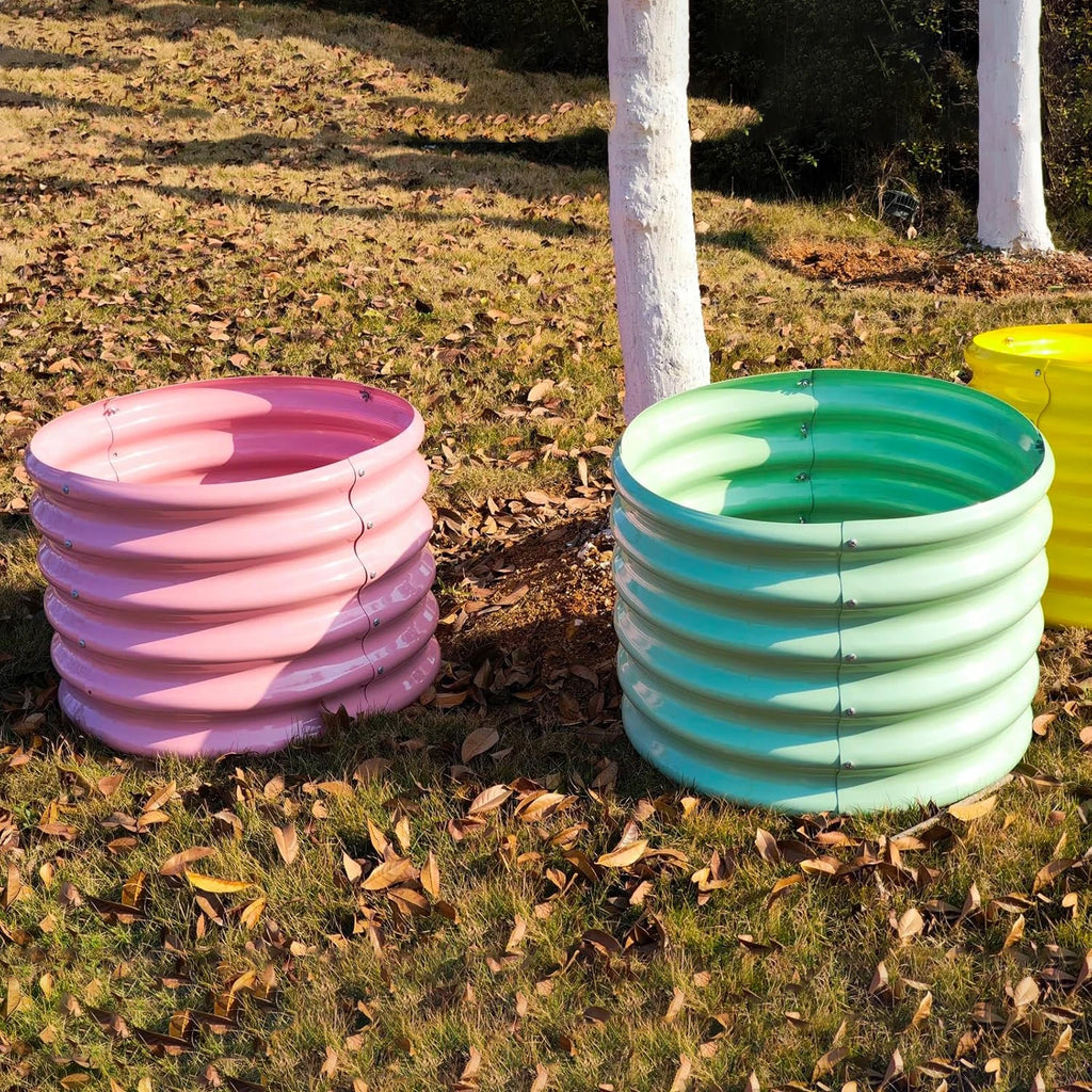 Round Metal Planter Boxes (4-Pack)