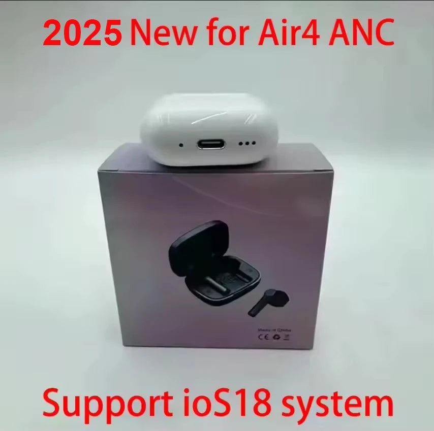 2025 NEW iOS18 ANC Air 4 Wireless Bluetooth Headphones with Active Noise Cancelling USB C Type Cable Stereo TWS Earphones