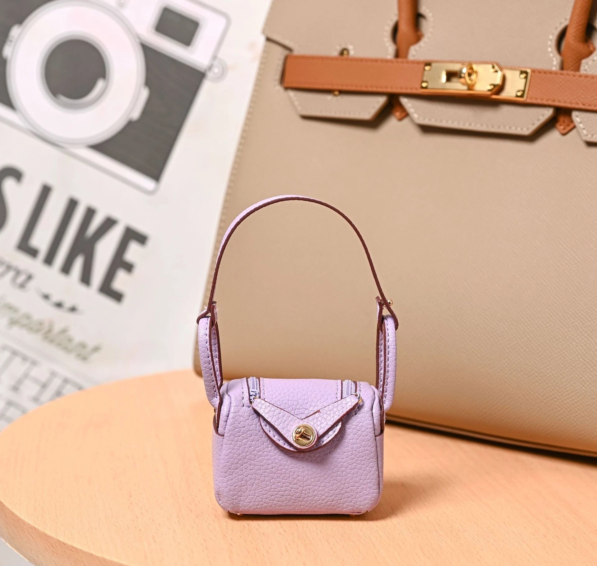 Classic Solid Color Mini Bag Advanced Bluetooth Earphones Storage Bag Change Cart Creative Keychain Decoration Lightweight