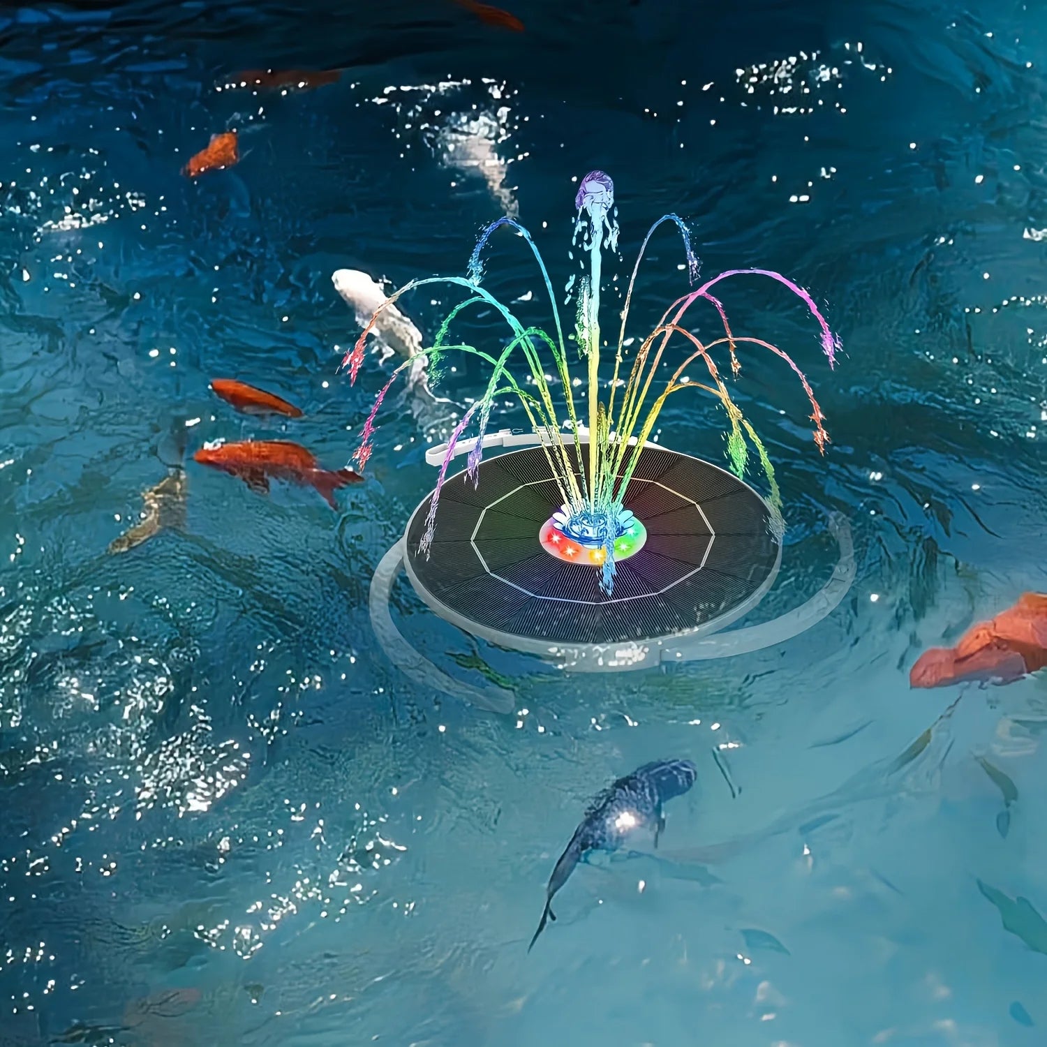3.5W LED solar fountain pump with LED color light and 1500mah battery, 3 retractable supports for bird bath, pond, garden